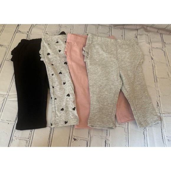 Old Navy Other - New Old Navy *Lot of 4* 3-6 Ruffle Butt Leggings Pink Black Heart (without tags)